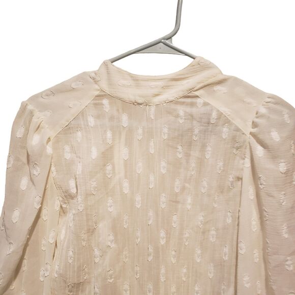 Asos Design high neck sheer top with tie back size 2 white boho blouse - Picture 6 of 10